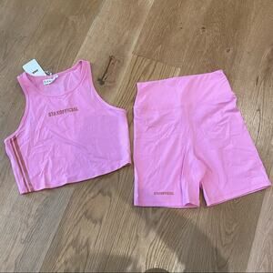 Stax Official Cropped Tank and Bike Shorts in Pink